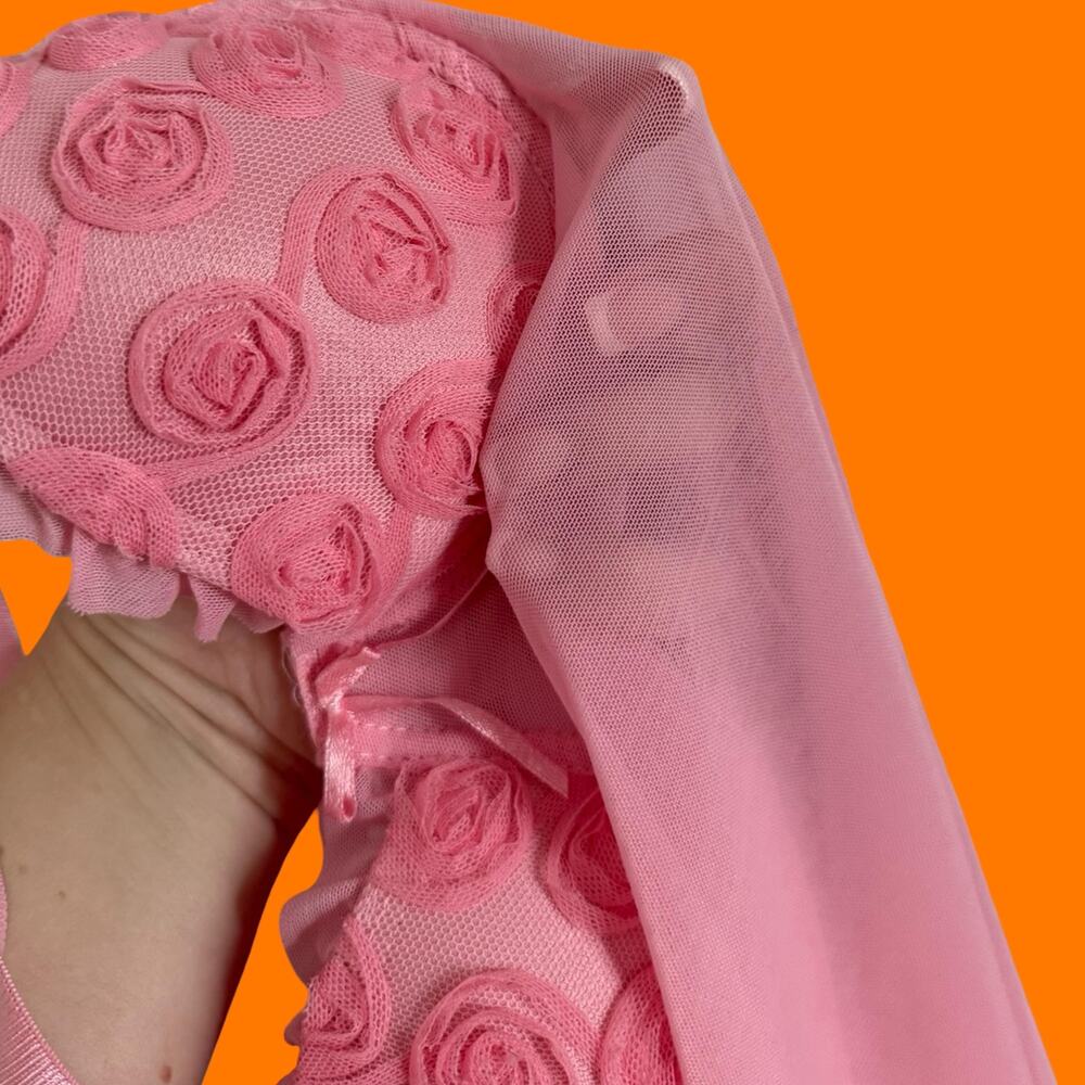 00's vintage baby pink mesh rosette coquette fairy y2k slip dress M rampage - Picture 5 of 8